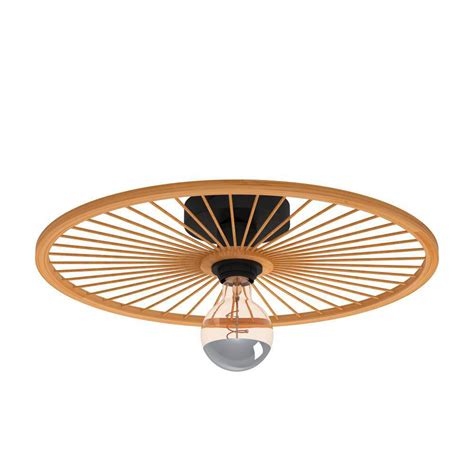 Eglo Leominster Plafonnier Abat Jour Rond En Bois Luminaire Fr