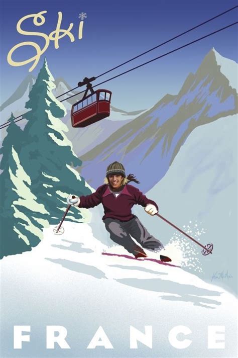 Skiingartprint Skifrancebymcnair28x20vintageretrotravel