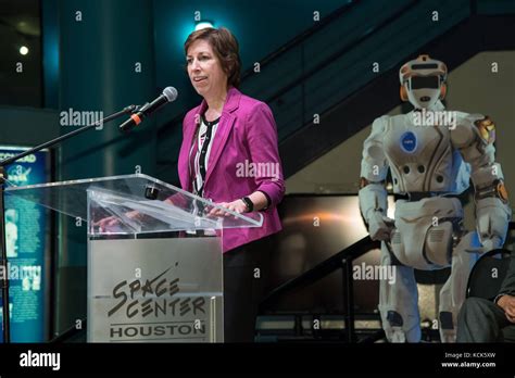 NASA Johnson Space Center Director Ellen Ochoa speaks to participants ...