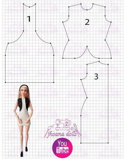 The Front And Back View Of A Doll S Dress Pattern With Measurements For It