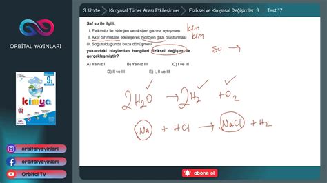 S N F Fiziksel Ve Kimyasal De I Imler Soru Z M Test Tyt