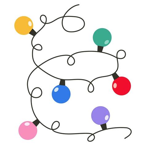 Christmas holiday garland lights in flat style. Garland with lamps with modern hand-drawn style ...