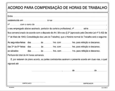 Acordo Compensa O Horario Trabalho Individual S O Domingos