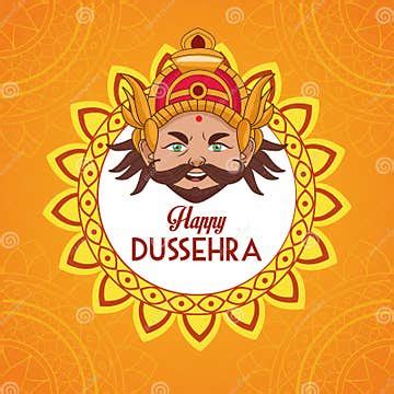 Happy Dussehra Festival Poster with Ravana Head in Mandala Stock Vector - Illustration of ...