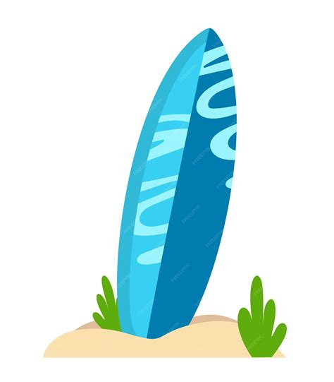 Premium Vector Surfboard Standing In The Sand In Cartoon Style Vector