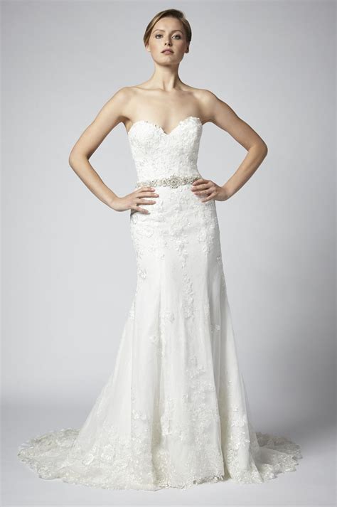 Lace Strapless Fit And Flare Wedding Dress With Beaded Belt And