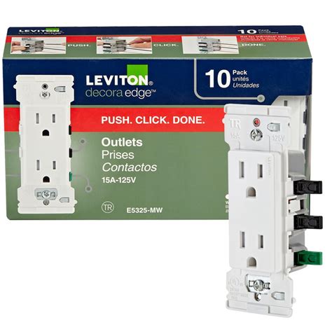 Leviton E5325 Mw Decora Edge 15 Amp Tamper Resistant Duplex Wall Outlet 10 Pack White