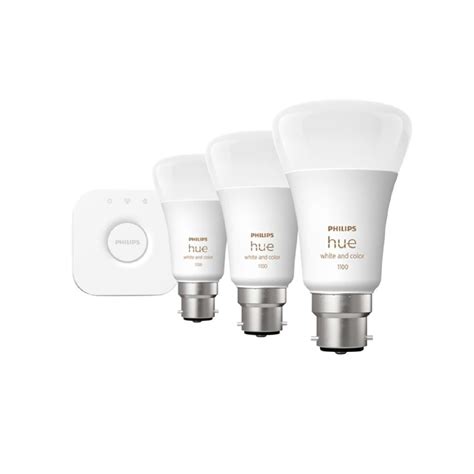 Philips Hue White And Colour Ambience 11w A60 3 Bulb Starter Kit B22