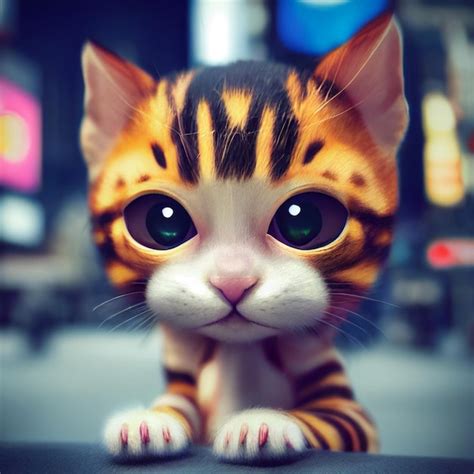 Premium Photo Cute Baby Tiger Cub With Big Eyes 3d Rendering