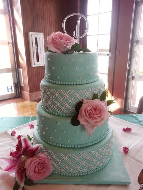 Tiffany Blue Wedding Cake - Decorated Cake by Kassie - CakesDecor