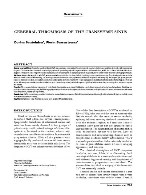 Pdf Cerebral Thrombosis Of The Transverse Sinus Dokumentips