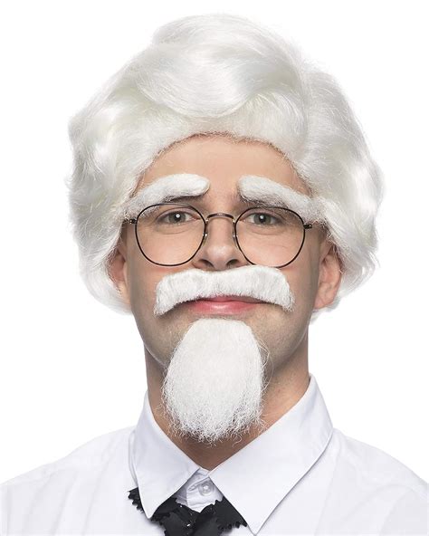 Amazon Colonel Sanders Set Color White Enigma Wigs Mustache