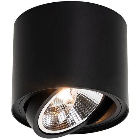 QAZQA Spot Plafond Plafonnier Moderne Noir Rotatif Et Inclinable AR111