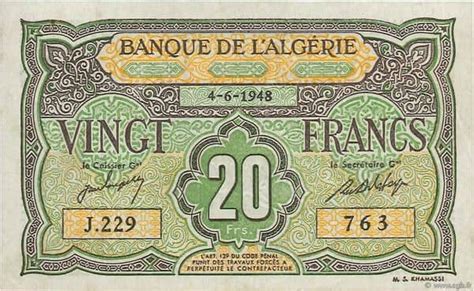 Billete Francs Argelia Foronum