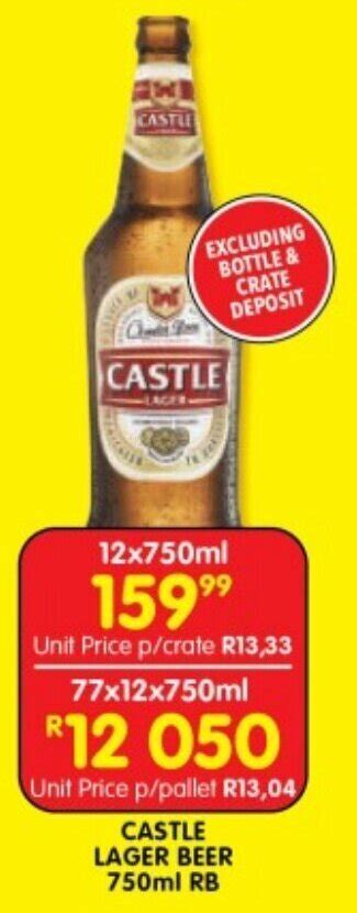 CASTLE LAGER BEER 750ml RB Offer At Shoprite