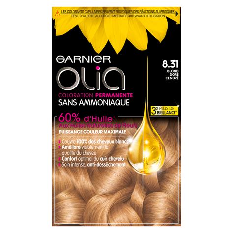 Garnier Olia Coloration Permanente Sans Ammoniaque 831 Blond Doré Cendré 3 Produits 1 Kit Pas