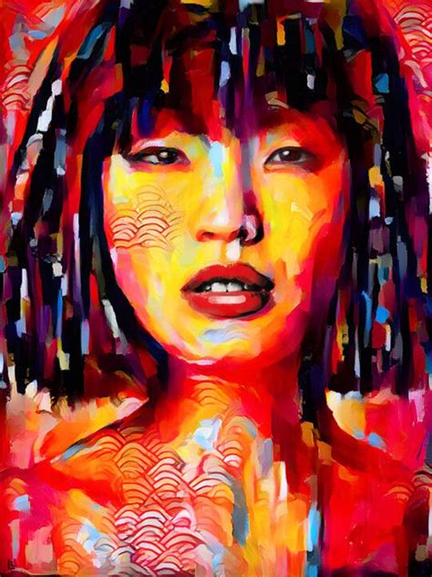 Pop Art, Woman Portrait Painting, Asian , Malerei von Dizlarka | Artmajeur | Porträtmalerei ...