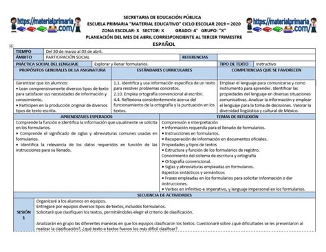 Planeaciones Del Cuarto Grado Del Mes De Abril Del Tercer Trimestre Del Hot Sex Picture