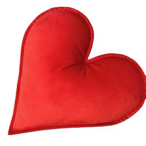 Red Velvet Heart Shaped Cushion Red Heart Pillow Throw Pillow