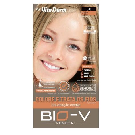 Coloração creme bio v 8 0 louro claro Vita Derm Tinta de Cabelo