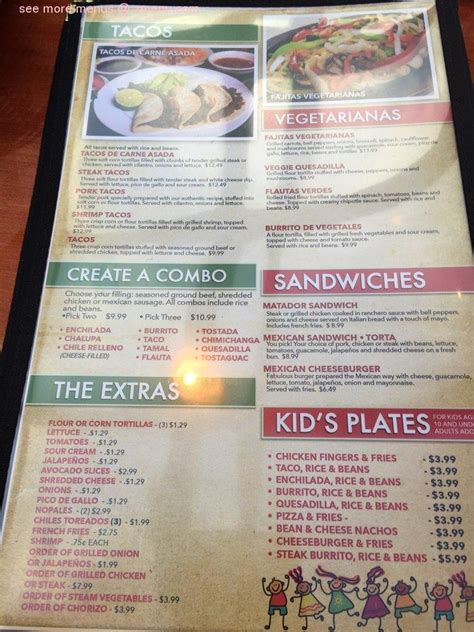 Menu at El Toro restaurant, Louisville, Shelbyville Rd