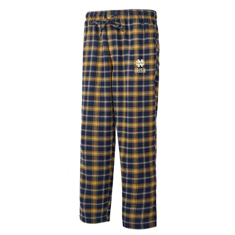 Notre Dame Fighting Irish Mens Ledger Navy Gold Flannel Pajama Pants