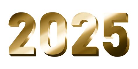 3d Gold Year 2025 Illustration Vector Eps With Transparent Background