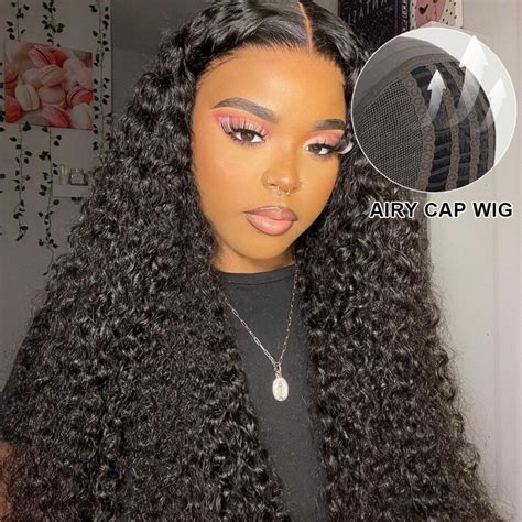 Airy Breathable Cap Wear And Go Curly Pre Cut 6x5 Plus Lace Wig 100 Glueless Install Beginnger