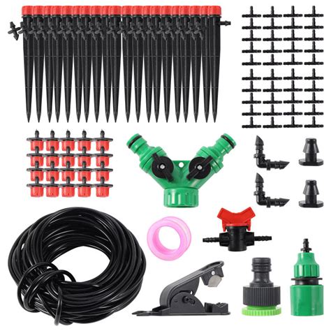 5m 25m DIY Drip Irrigation System Adjustable 8 Hole Red Dripper Kit