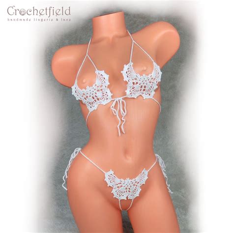 Silver Butterfly Open Crochet Lingerie Set Ouvert Panties And Etsy