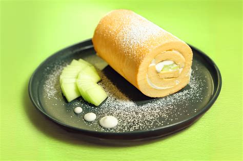 Honeydew Milk Tea Roll Cake