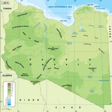 Libya physical map | Download vector maps for Adobe Illustrator