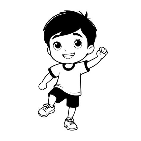 Premium Vector Black And White Boy Illustration Doodle Artwork