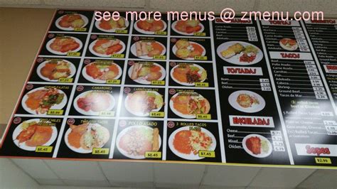 Menu at Armando's Mexican food restaurant, Riverside