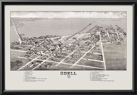 Odell Il Restored Map Vintage City Maps