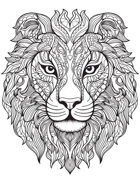 Premium Photo A Lion Head With Intricate Patterns On It Generative Ai