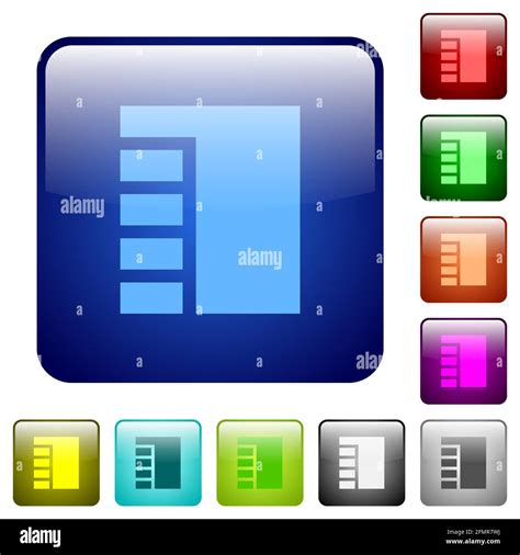 Vertical Tabbed Layout Active Icons In Rounded Square Color Glossy