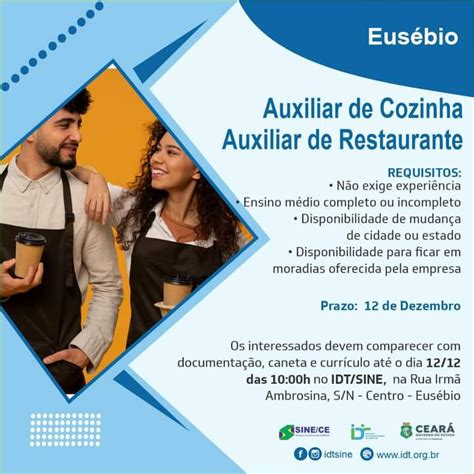 Vagas Para Auxiliar De Cozinha E Restaurante Eus Bio At