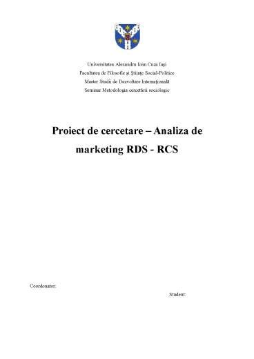 Proiect De Cercetare Analiza Marketing Rds Rcs Referat Docx