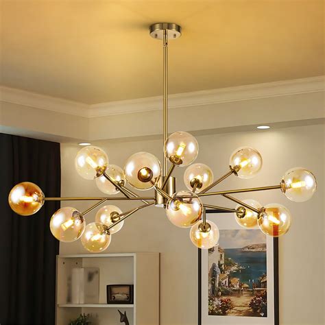 Rrtyo Light Modern Glam Sputnik Chandelier Ceiling Fixture Dimmable