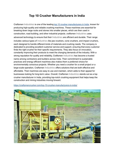 Ppt Top 10 Crusher Manufacturers In India Powerpoint Presentation