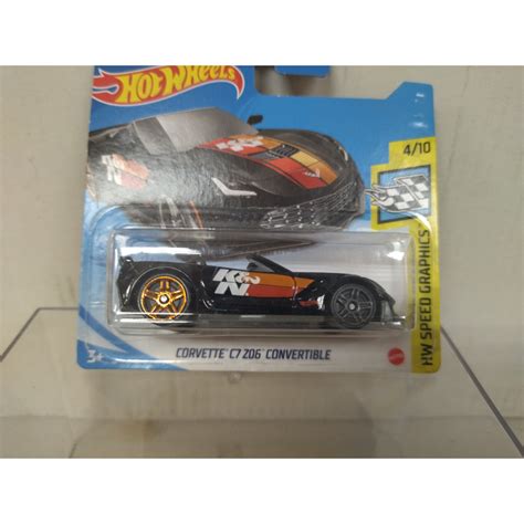 CHEVROLET CORVETTE C7 Z06 CONVERTIBLE BLACK 4 10 SPEED GRAPHICS 1 64 HOT WHEELS BCN STOCK CARS