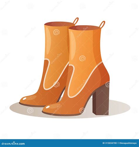 Fashionable Women S Leather High Heel Boots Stock Vector Illustration