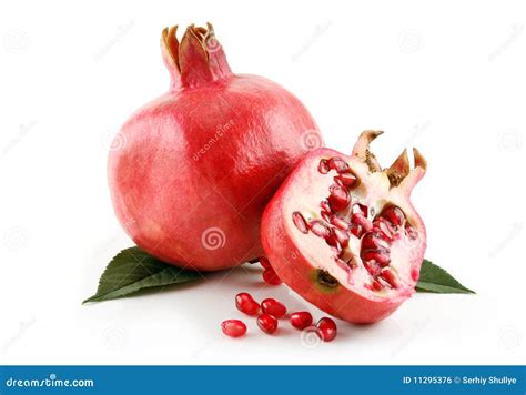 Ripe Sliced Pomegranate Fruit With Seeds Isolated Stock Photo Image