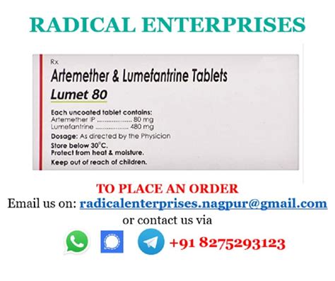 Lumet Artemether And Lumefantrine Tablets Mg Mg Cipla At Rs