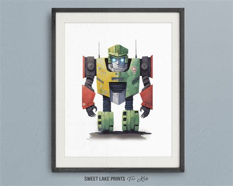 Garbage Truck Robot Transformer Print / Watercolor Robot Art - Etsy