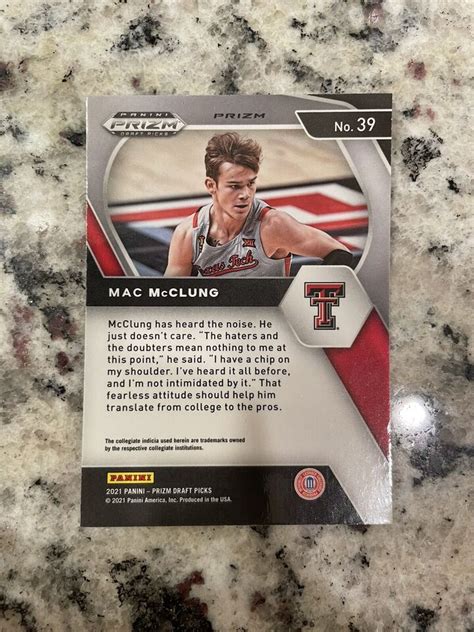 2021 Panini Prizm Draft Picks Mac Mcclung Rookie Red Whit And Blue 39