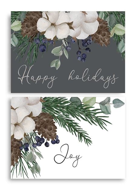 Premium Vector Set Of Two Handpainted Watercolor Winter Florals And