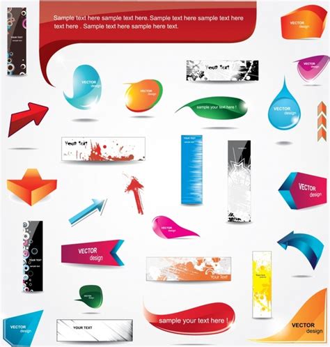 Decorative Elements Templates Modern 3d Flat Shapes Vectors Graphic Art