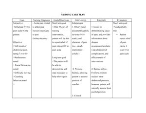 NCP Colorectal Cancer CUES AND EVIDENCES NURSING DIAGNOSIS GOAL